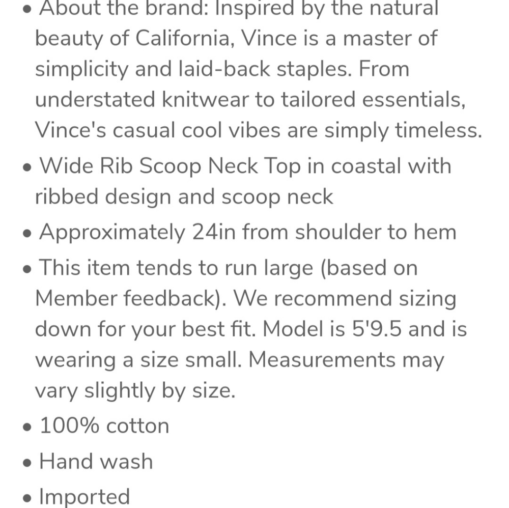 💥SALE💥Vince Wide Rib Scoop Neck Top - Picture 3 of 3